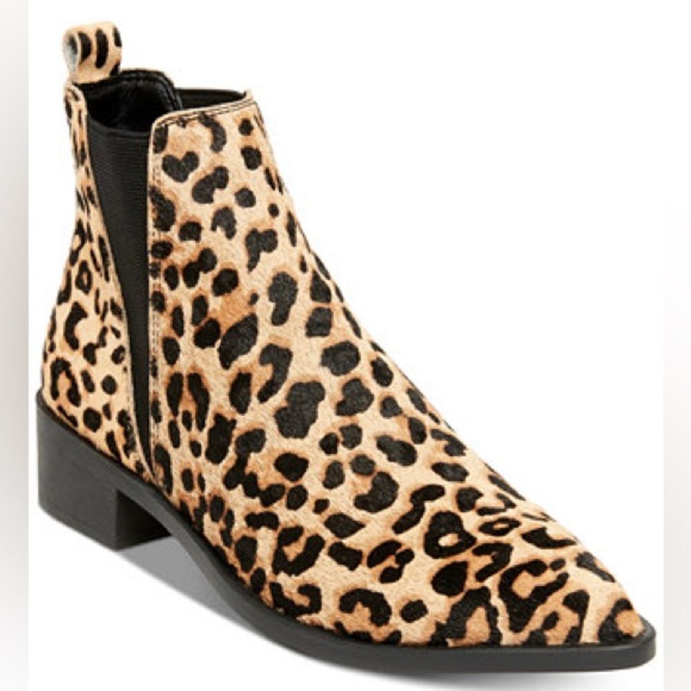STEVE MADDEN Jerry Calf-Hair Tan & Black Leopard Cheetah Print Ankle Boots